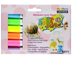Marvy Uchida Flomasteriai šviesių audinių dekoravimui Fabric Marker 560-6C Fluo, 6vnt.