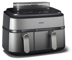 Naujiena Dviejų krepšelių gruzdintuvė su garų funkcija  Philips 5000 Series NA555/00, Sidabrinė