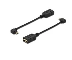 Digitus Assmann Electronic ASSMANN USB 2.0 adapterio laidas OTG tipo micro B - A M/F 0,15m USB 2.0 atitinka stačiakampį bl
