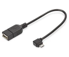 Digitus Assmann Electronic ASSMANN USB 2.0 adapterio laidas OTG tipo micro B - A M/F 0,15m USB 2.0 atitinka stačiakampį bl
