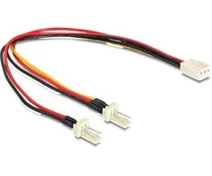 Intern Delock Lüfter Y Kabelis 3 Pin Buchse > 2 x Molex 3 Pin Stecker 22cm