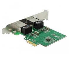 DELOCK PCI EXPRESS X1 2X RJ45 1GB TINKLO KORTELĖ, TAIKYKITE ŽEMUS PROFILIUS