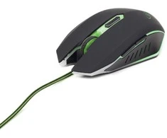 GEMBIRD MUSG-001-G Gembird žaidimų optinė pelė 2400 DPI, 6 mygtukų, USB, juodas su žalias apšvietimu