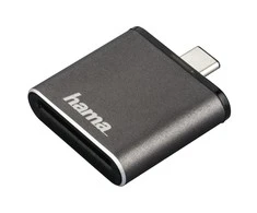 Hama 00124186 – SD,SDHC,SDXC – Pilka – 2400 Mbit/s – Metalas – USB 3.2 Gen 1 (3.1 Gen 1) Type-C – 34,3 mm