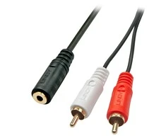 Garso/Vaizdo Adapteris - LINDY Garso/Vaizdo Adapterio Kabelis 3.5 mm iki 2 x RCA, F/M, 1.5 m, Juodas
