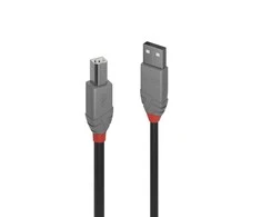 USB Kabelis - LINDY Anthra Line USB 2.0 Type A į B Laidas, 5 m, Juodas