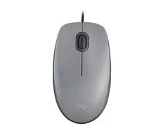 Tyli pelė su laidu Logitech M110, Pilka