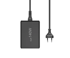 Hama GaN 140W PD/QC 3x USB-C, 2x USB-A juoda