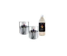 Tenderflame Gift Set, 2 Tabletop burners + 0,7 L fuel, Lilly 10 cm sidabrinis
