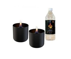 Tenderflame Gift Set, 2 Tabletop burners + 0,7 L fuel, Lilly 10 cm juodas