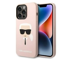Dėklas Karl Lagerfeld Hardcase Silicone Karl`s Head Magsafe KLHMP14LSLKHLP Galinis dangtelis, Apple, iPhone 14 Pro, Silikoninis, Rožinė, 6.1 "
