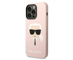 Dėklas Karl Lagerfeld Hardcase Silicone Karl`s Head Magsafe KLHMP14LSLKHLP Galinis dangtelis, Apple, iPhone 14 Pro, Silikoninis, Rožinė, 6.1 "