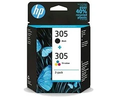 Hewlett Packard (HP) HP 305 2 vnt. Tri-color/Juodas (6ZD17AE) Rašalinių kasečių komplektas, CMY/BK