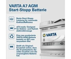 VARTA A7 AGM (E39) (570901076) 70Ah 760A akumuliatorius