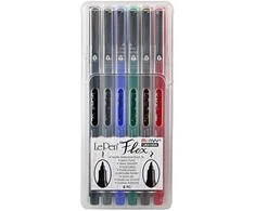 Marvy Uchida Rašikliai teptukiniu galiuku Le Pen Flex 4800-6A Primary, 6vnt.