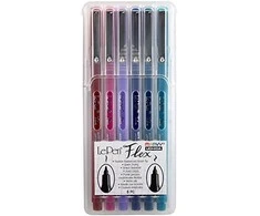 Marvy Uchida Rašikliai teptukiniu galiuku Le Pen Flex 4800-6B Jewel, 6vnt.