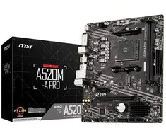 Pagrindinė plokštė MSI A520M-A PRO AM4 DDR4 1x M.2 4x SATA HDMI DVI-D M-ATX