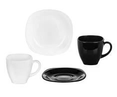 Luminarc Puodeliai su lėkštutėmis 220ml CARINE NOIR &amp; BLANC