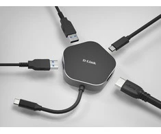 D-Link DUB-M420 knyginių kompiuterių dokas / jungčių replikatorius Vielinis Thunderbolt 3 Juoda, Sidabras