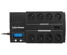 CYBERPOWER BR1000ELCD Line-Interactive UPS 1000VA/600W GreenPower energijos taupymo technologija LCD USB 4+4 Schuko