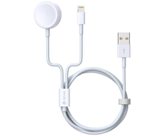 Devia kabelis 2in1 Smart EA199 USB - Lightning baltos splvos su indukciniu pakroveju Apple Watch