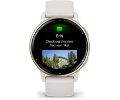 Išmanusis laikrodis Garmin vívoactive® 5 Kreminės aukso spalvos aliuminio apvadas su dramblio kaulo spalvos korpusu ir silikoniniu dirželiu