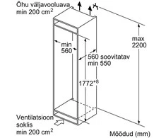 Įmontuojamasis šaldytuvas Bosch KIV87NSE0 177cm.