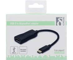 DELTACO Adapteris USB 3.1 DP - USBC male - DisplayPort 19 kontaktų lizdas, 4K , juodas / USBC-DP
