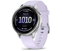 Išmanusis laikrodis Garmin Venu® 4 - 41 mm Sidabro spalvos su šviesiai violetinės spalvos silikoniniu dirželiu | 010-03013-01
