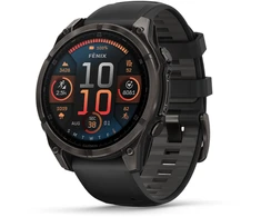 Garmin Išmanusis laikrodis Fenix 8 – 47 mm, AMOLED Sapphire, Pilkos anglies spalvos DLC titanas su juodai pilkos spalvos silikoniniu dirželiu