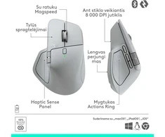 Logitech MX Master 4 belaidė pelė | spalva: šviesiai pilka (Pale Grey) - 910-007563