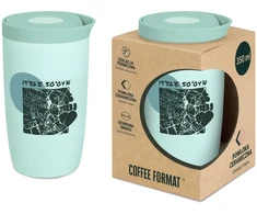 Coffee Format Terminis puodelis 350 ml - mėtinis su žemėlapio motyvu