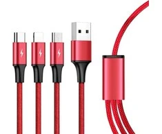 UNITEK C4049RD Unitek kabelis 3-in-1, USB-C tipas / MicroUSB / Lightning, 1,2 m, raudonas, C4049RD
