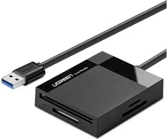 UGREEN 4in1 kortelių skaitytuvas USB 3.0 1m - Juodas