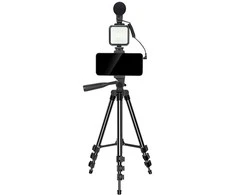 Elight M5 Vlog Telefona Fix Video &amp; Foto komplekts ar Led gaismu / Mikrofonu / Statīvu 1.3m / pulti