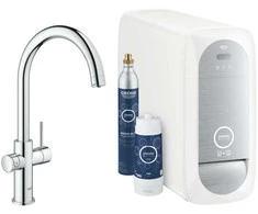 virtuves izlietnes maisītājs ar filtru Grohe Mėlyna Home, C-veida iztece, hroms