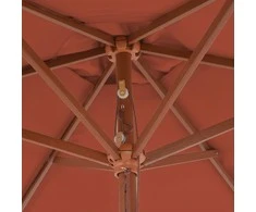 Lauko skėtis nuo saulės su mediniu stulpu, terakota, 270cm