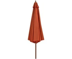 Lauko skėtis nuo saulės su mediniu stulpu, terakota, 350cm