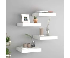 Pakabinamos lentynos, 4vnt., baltos, 23x23,5x3,8cm, MDF