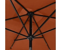 Skėtis nuo saulės su LED ir plieniniu stulpu, terakota, 2x3m
