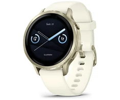 Išmanusis laikrodis Garmin Venu® 4 - 41 mm | spalva: pilkšvos aukso spalvos su kreminės spalvos silikoniniu dirželiu (010-03013-00)