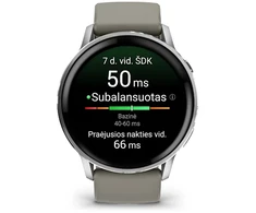 Išmanusis laikrodis Garmin Venu® 4 - 45 mm | spalva: sidabro spalvos su sidabrinės pilkos spalvos silikoniniu dirželiu (010-03014-01)