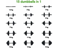 Svarmenų rinkinys Tunturi, 15 kg