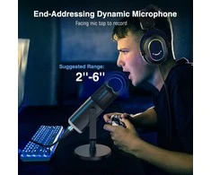 FIFINE AmpliGame AM8 laidinis mikrofonas su RGB apšvietimu USB/XLR