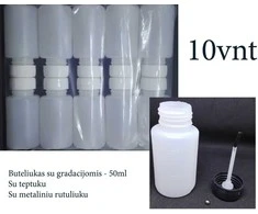 Tuščias buteliukas dažams su teptuku ir metaliniu rutuliuku 50ml (10vnt)