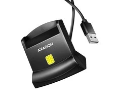 Axagon Universalus stalinis USB kontaktas Smart/ID kortelių skaitytuvas su ilgu USB-A laidu.
