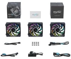 Seasonic MagFlow 1225 ARGB PWM korpuso ventiliatorius – 120mm, 3er Kit