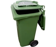 120 L šiukšlių konteineris su nemalonų kvapą naikinančiu mikrobiologiniu filtru, žalias