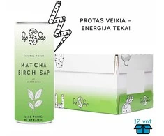 Gazuota beržų sula. Matcha, Sip Sap, Alucan 250 ml x 12 vnt