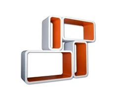 Pakabinamas-pastatomas lentynų komplektas LO01-BO baltas-oranžinis (Nemokamas pristatymas)
